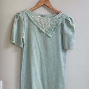 1980s Vintage Robins Egg Blue Midi Dress